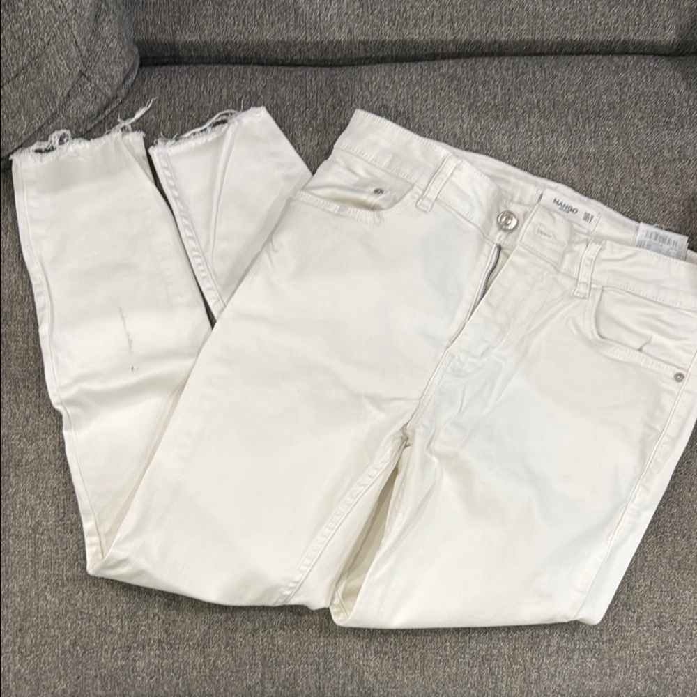 Mango white denim jeans